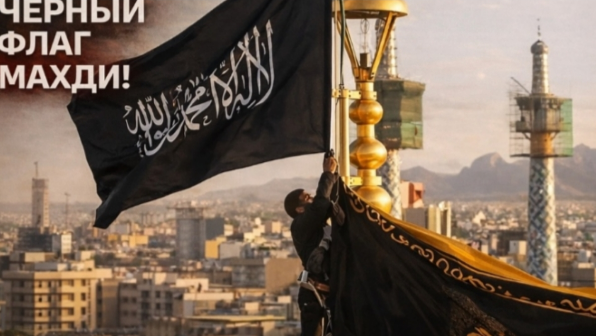 Иран ұлттық туын түсіріп, Махди қара байрағын көтерді