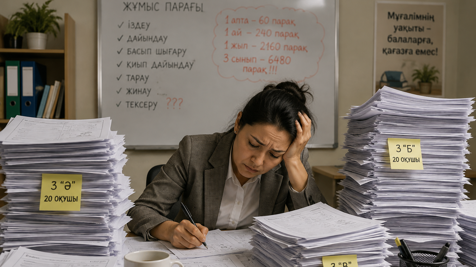 Бір мұғалімге жылына 6480 парақ толтыру: Бұл артық жүктеме емес пе?
