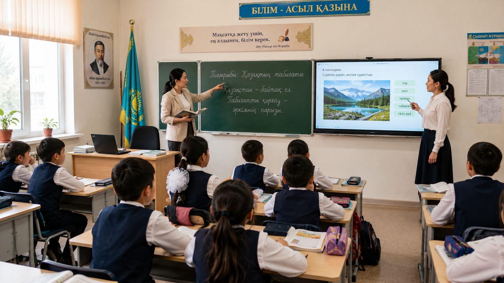 Бір сыныпқа екі мұғалім: Қазақстан мектептерінде бұрын болмаған оқу тәсілі сыналады