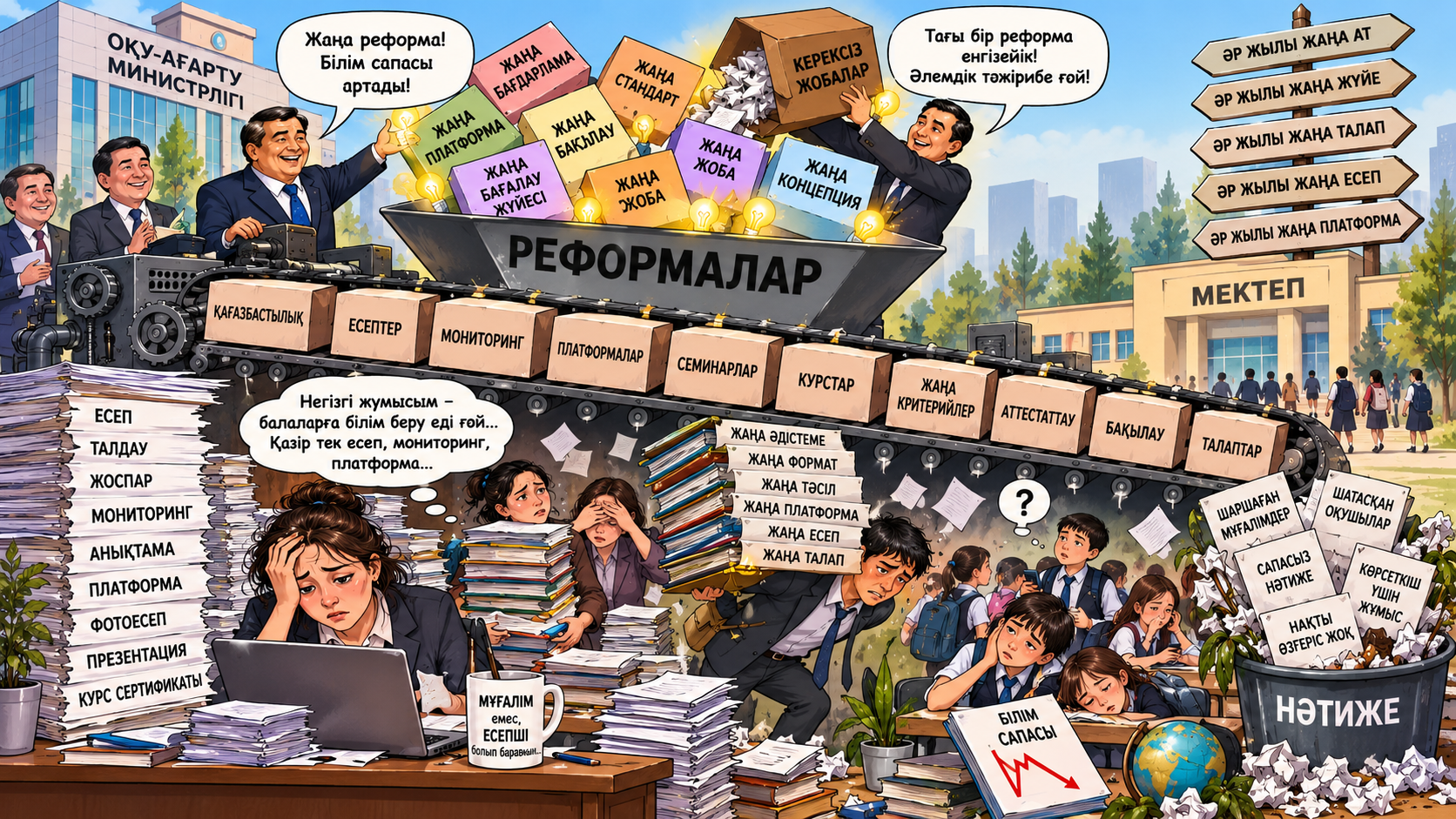 Білім саласындағы бітпейтін реформаларға қатысты өткір үндеу жарияланды