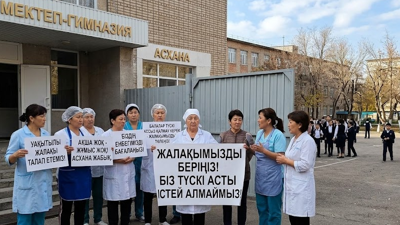 "Жұмысқа шықпаймыз!": Павлодардың кей мектептерінің асхана қызметкерлері наразылық білдіруде